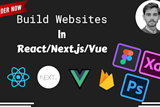 build website in vue js, react js, node js, firebase and website design