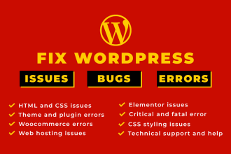 fix wordpress bugs, errors and malware and do elementor help