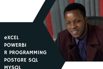 analyze and visualize data using excel, powerbi, postgre, r and mysql