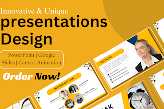 design canva, google slides, ms powerpoint presentations with animation