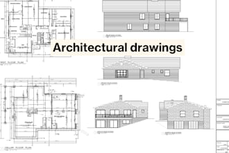 draft architectural floor plans, elevations and sections in autocad