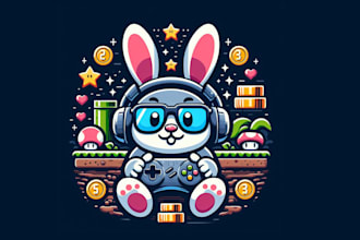 creative modern unique rabbit gaming mascot logo design for your company