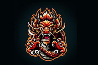 give a high quality angry dragon head mascot logo design for you