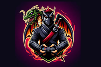 design eye catchy ninja dragon gaming mascot logo design for your company