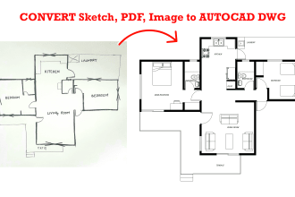 convert pdf sketch or any image to autocad 2d drawing