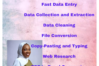 do fast data entry, copy paste, typing, web research, convert pdf to excel