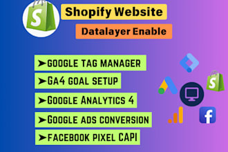enable shopify datalayer, google analytics 4, ads conversion and meta pixel