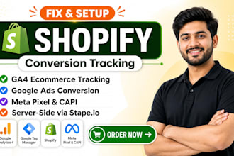 audit or fix shopify ga4 ecommerce tracking meta pixel and google ads tracking