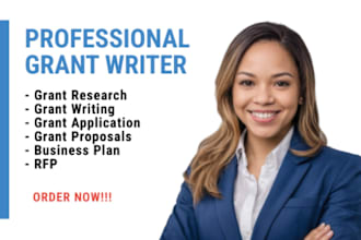 offer high quality grant proposal, grant research, grant writing, business plan