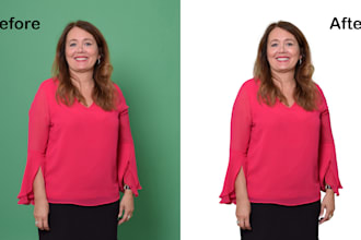 remove green screen, background removal, hair masking, photo retouching