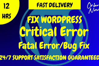 fix wordpress critical error, elementor error,fatal error,htmlcss issues