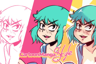 draw fan art or oc sfw or nsfw in my japanese cartoon style