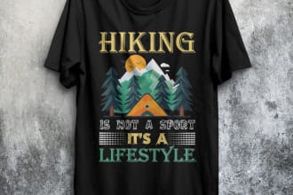 do eye catching hiking, trendy t shirt design