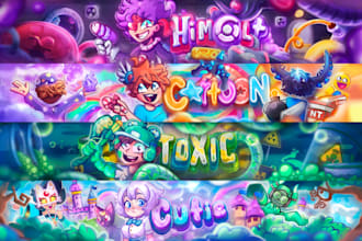 draw cartoon gaming banner for youtube