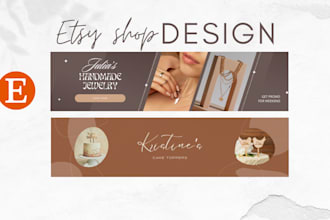 aesthetic etsy shop banner, logo, kit for etsy shop