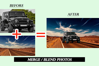 do photoshop editing, photo manipulation, remove object, merge photos, recolor