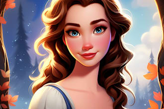 draw you a beautiful portrait disney cartoon style