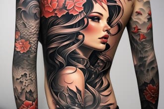 create unique custom tattoo design, tattoo sleeve