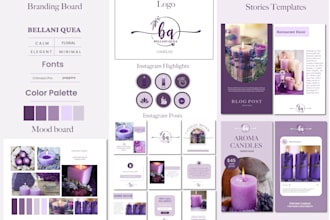design signature instagram branding kit and complete brand identity with logo