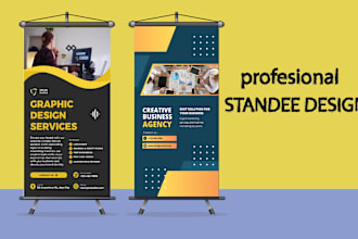 design rack card , post card , pop up banner , standee