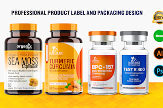 product label design for peptide sarms, vials sprays and  supplement label