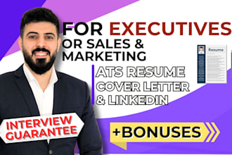 write a professional resume for executives, sales or marketing