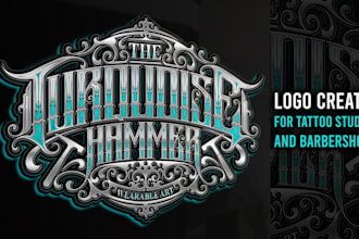 create vintage logo for tattoo studio and barbershop