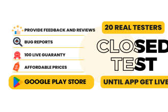 provide 20 device active tester for play store closed test and google console