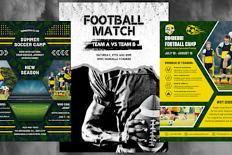create sports flyer,soccer, baseball, football