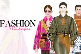 draw a fashion or editorial illustration, sketch, commercial