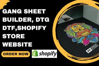 design gang sheet builder shopify store dtf, dtg store transfer store website