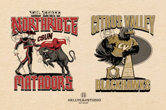 create vintage retro animal mascot college sport  team