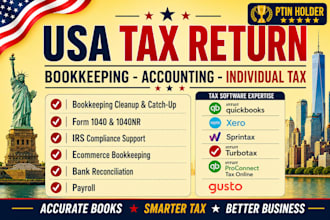 do USA bookkeeping, accounting and tax return preparation
