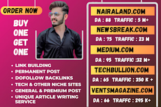 create your article on nairaland,com and newsbreak,com with high da,DR backlinks