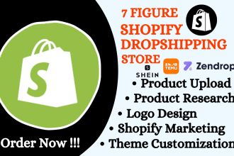 build shopify dropshipping store, shopify website, shopify store design, temu