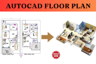 make architectural drawing and 2d floor plan in autocad