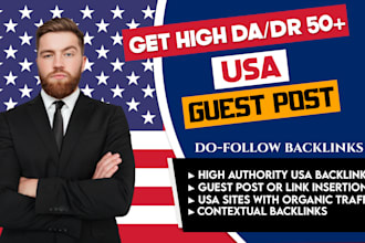 build 100 high authority USA dofollow seo backlinks service da 50, link building