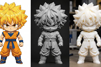 turn 2d concept image to printable 3d model 3d sculpt 3d toy action figure stl