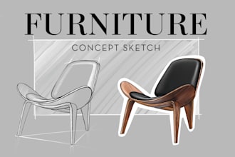 draw furniture design concept sketch, illustration