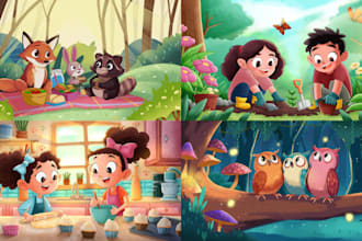 draw children book illustrations and eye catching cover for KDP and amazon