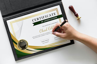 do custom certificate design, diploma or award certificate in 24h