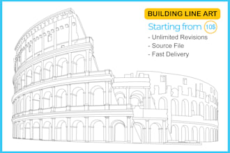 draw vector line art sketch illustration for any  house or building