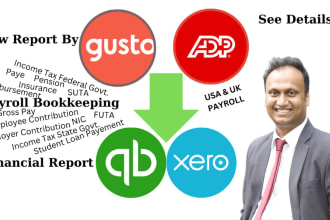 do payroll bookkeeping in xero and quickbooks from adp, gusto payroll report