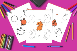 how to draw step by step line drawing with learn for kids