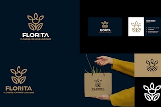 do minimalist business logo and brand identity with complete branding kit