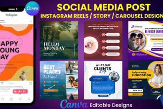 design editable canva templates, canva post, canva design and instagram template
