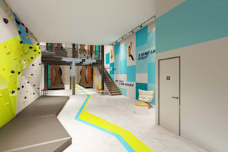 design and render fitness center,  climbing  or bouldering gym