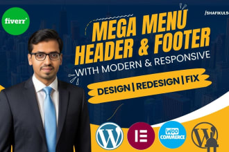 design mega menu or fix wordpress website header, footer within 24 hours