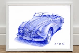 create a ballpoint car drawing portrait for unforgettable gifts