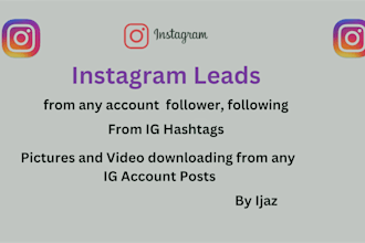 do instagram leads followers, following and hashtags data